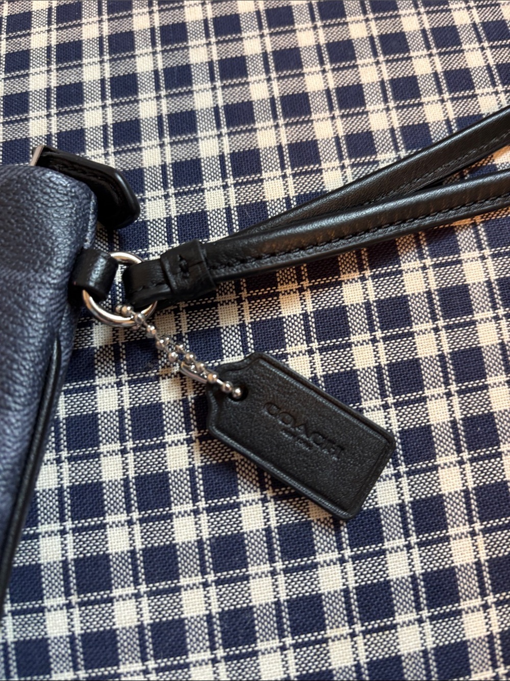 Coach large varsity Wristlet with Teal Stripes - Picture 4 of 7